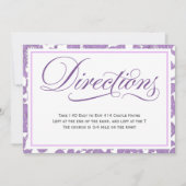 Lavender Lace Script Wedding Directions Enclosure Kaart (Voorkant)