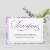 Lavender Lace Script Wedding Directions Enclosure Kaart (Staand voorkant)
