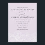 Lavender Lace Wedding Invitation Kaart<br><div class="desc">Zachte kant grenst aan deze bleke lavender bruiloft met klassieke stijl en traditioneel type.</div>