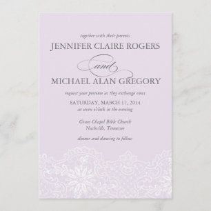 Lavender Lace Wedding Invitation Kaart