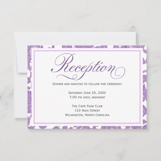 Lavender Lace Wedding Reception Enclosure Card Kaart (Voorkant)