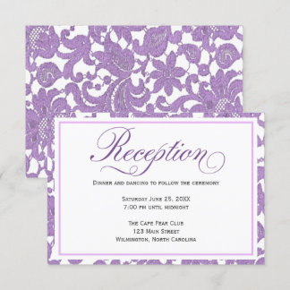 Lavender Lace Wedding Reception Enclosure Card Kaart
