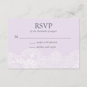 Lavender Lace Wedding RSVP Kaart