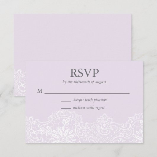 Lavender Lace Wedding RSVP Kaart (Voorkant / Achterkant)
