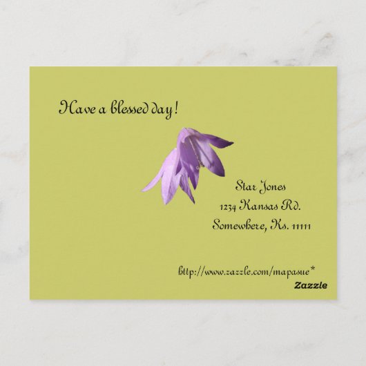 Lavender Lady Bells Briefkaart (Achterkant)