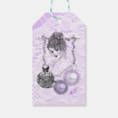 Lavender Lady Perfume Lace & Rhinestones Gift Labe Cadeaulabel (Achterkant)