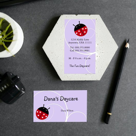 Lavender Ladybug Daycare Visitekaartje