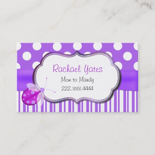 Lavender Ladybug MMammie Play Date Card Contactkaartje (Voorkant)