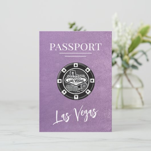Lavender Las Vegas Passport Bewaar de datum Save The Date (Staand voorkant)