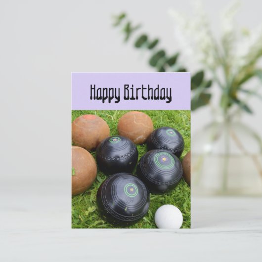 Lavender Lawn Bowls, Flat Birthday Kaart (Staand voorkant)