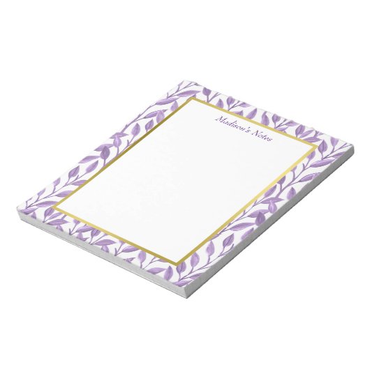 Lavender Leaves | Gepersonaliseerd Notitieblok (Linkerzijde)