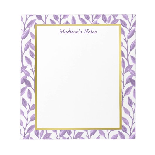 Lavender Leaves | Gepersonaliseerd Notitieblok (Voorkant)