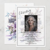Lavender life of Photo Funeral Invitation Kaart (Voorkant / Achterkant)