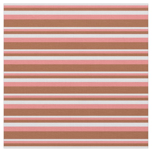 Lavender, Light Coral en Sienna Stripes Pattern Stof (Close Up)