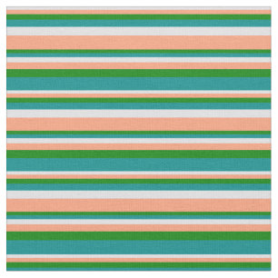 Lavender, Light Salmon, Green & Dark Cyan Lines Stof