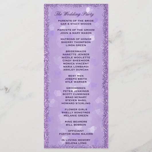 Lavender Lights Trouwprogramma Programmakaart (Achterkant)