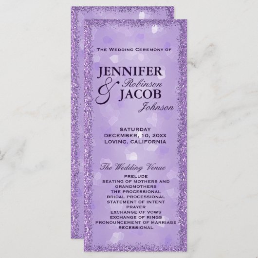 Lavender Lights Trouwprogramma Programmakaart (Voorkant / Achterkant)