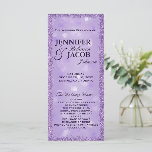 Lavender Lights Trouwprogramma Programmakaart (Staand voorkant)