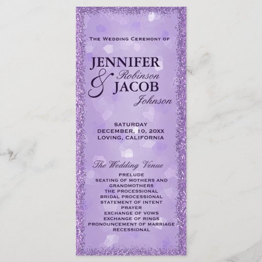 Lavender Lights Trouwprogramma Programmakaart (Voorkant)