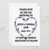 LAVENDER LIJST HEART WEDDING INVITATIONS CUSTOM KAART (Voorkant / Achterkant)