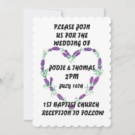 LAVENDER LIJST HEART WEDDING INVITATIONS CUSTOM KAART