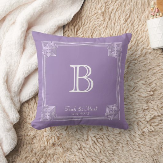 Lavender Lijst Monogram Weddenschap Pillow Kussen (Deken)