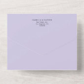 Lavender Lila Elegant Floral Botanical Wedding All In One Uitnodiging (Achterkant)