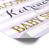 Lavender Lila en Gold Girl Baby Sprinkle Welcome Poster (Hoek)