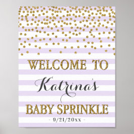 Lavender Lila en Gold Girl Baby Sprinkle Welcome Poster
