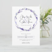 Lavender Lila Floral Botanical Boho Save the Date Kaart (Staand voorkant)