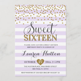 Lavender Lila Gold Sweet Sixteen Birthday Kaart