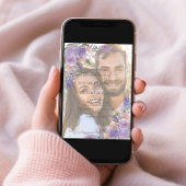 Lavender Lila Gold Vellum Overlay Photo Wedding Kaart