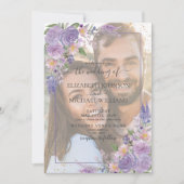 Lavender Lila Gold Vellum Overlay Photo Wedding Kaart (Voorkant)