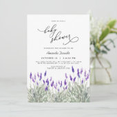 Lavender Lila Greenery Gender Neutral Baby shower Kaart (Staand voorkant)
