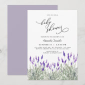 Lavender Lila Greenery Gender Neutral Baby shower Kaart (Voorkant / Achterkant)