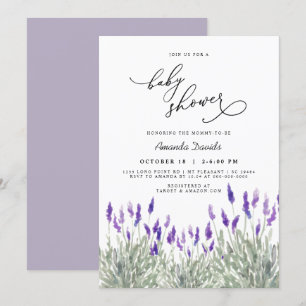 Lavender Lila Greenery Gender Neutral Baby shower Kaart