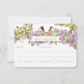 Lavender Lila Love Bird Wedding RSVP (Voorkant)