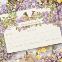 Lavender Lila Love Bird Wedding RSVP