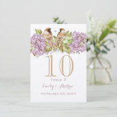 Lavender Lila Love Bird Wedding Table Number Kaart