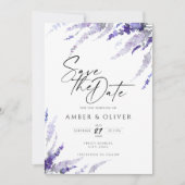 Lavender Lila Mauve Floral Elegant Save the Date Kaart (Voorkant)
