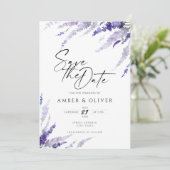 Lavender Lila Mauve Floral Elegant Save the Date Kaart (Staand voorkant)