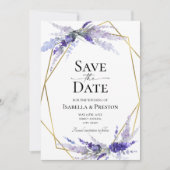 Lavender Lila Mauve Floral Wedding Save the Date Kaart (Voorkant)