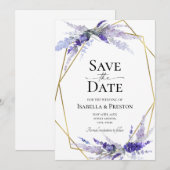 Lavender Lila Mauve Floral Wedding Save the Date Kaart (Voorkant / Achterkant)