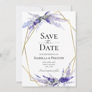 Lavender Lila Mauve Floral Wedding Save the Date Kaart