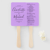 Lavender Lila Orchid Script Wedding Program Handwaaier (Voorkant en achterkant)