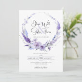 Lavender Lila Paars Floral Boho Save the Date Kaart (Staand voorkant)