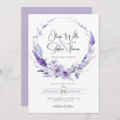 Lavender Lila Paars Floral Boho Save the Date Kaart (Voorkant / Achterkant)
