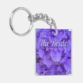 Lavender lila paars Hydrangeas bloemen de Bride Sleutelhanger (Voorkant Links)