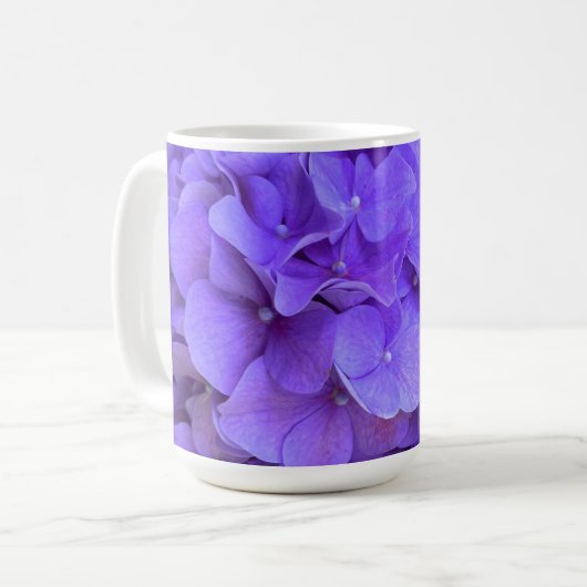 Lavender lila paars Hydrangeas purple Flowers Koffiemok (Voorkant links)