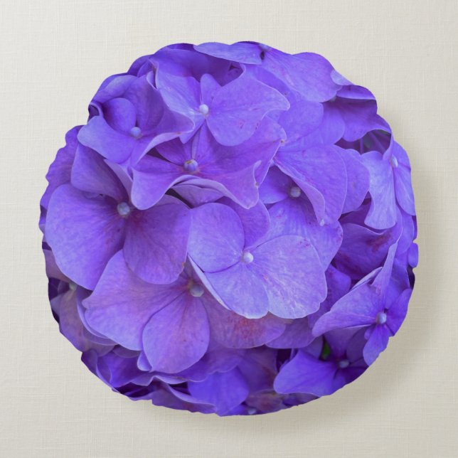 Lavender lila paars Hydrangeas purple Flowers Rond Kussen (Voorkant)